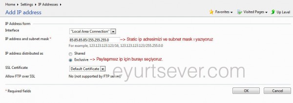 Plesk Static Ip yüklemek